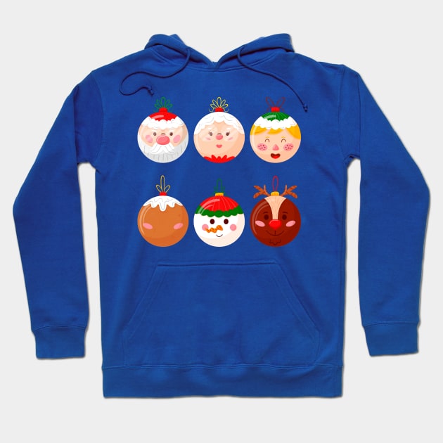 Hand Drawn Christmas Ball face Hoodie by Mako Design 